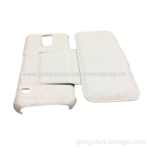Leather Sleeve for Samsung Galaxy S5, Synthetic Folio, Slim Book Cover with Stand Function